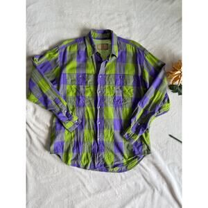 Vintage Green and Purple Buffalo Check Shirt Small